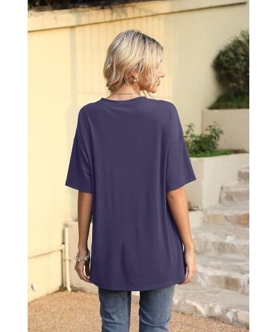 Womens Short Sleeve Tops Dolman V Neck T-Shirts Summer Casual Tunic Tops A-17 Lilac Grey $11.28 Tops