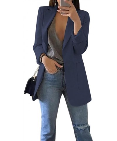 Blazers for Women Business Casual 2024 Spring Open Front Long Sleeve Work Office Jackets Blazer with Pockets B-navy $9.27 Bla...