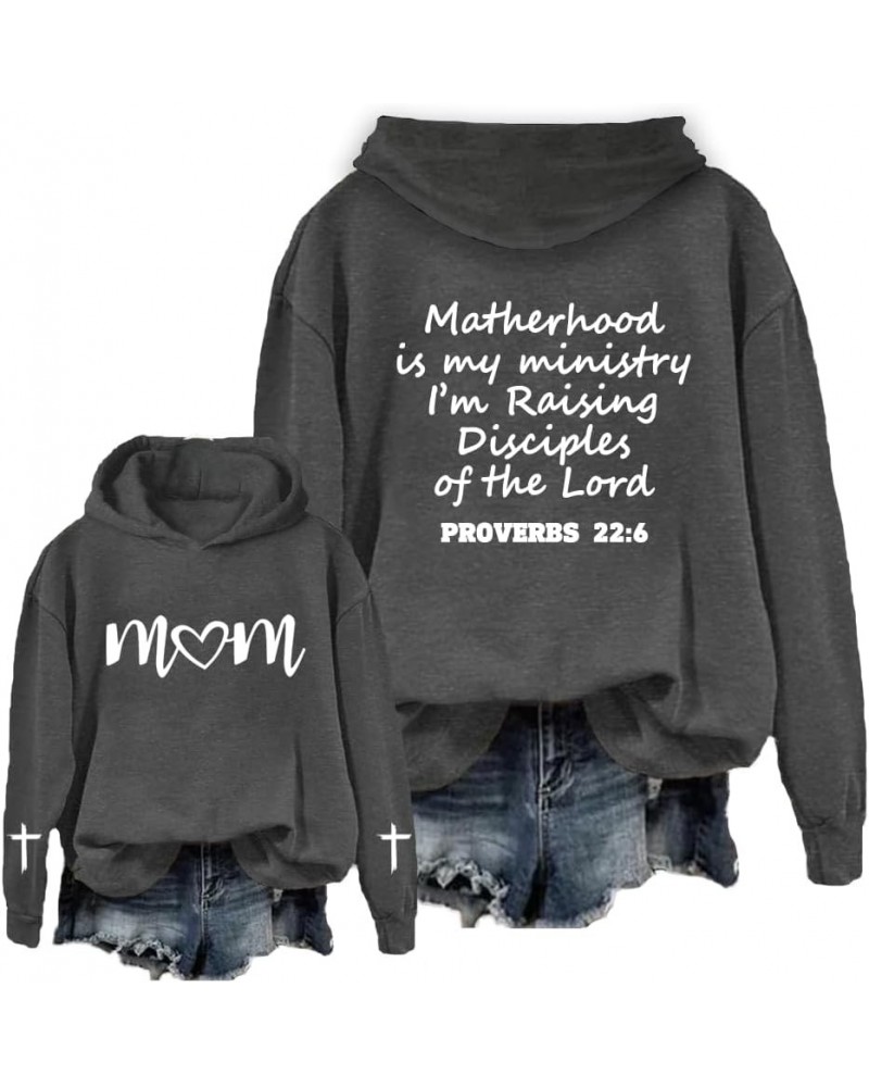 Motherhood Is My Ministry Hooded Sweatshirt Women Boy Mom Mum Bruh Mommy Shirt Bible Quote Gifts Shirts Grey $15.63 Hoodies &...