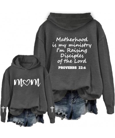 Motherhood Is My Ministry Hooded Sweatshirt Women Boy Mom Mum Bruh Mommy Shirt Bible Quote Gifts Shirts Grey $15.63 Hoodies &...