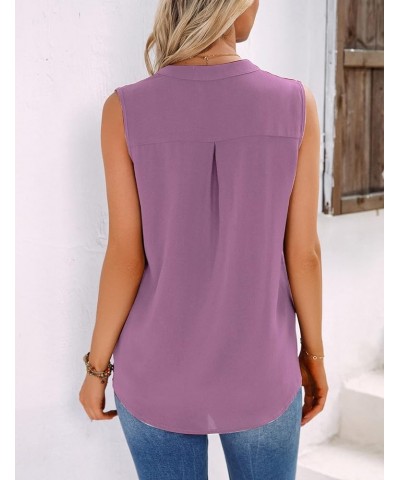 RoxZoom Women's Summer V Neck Short/Sleeveless Sleeve Tops Casual Chiffon Blouses Boho Shirts for Women Purple $8.24 Tops