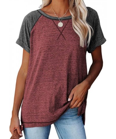 Women's Tops Short Sleeve T Shirts Crewneck Casual Loose Fit Tunic Tops 2 Brick Red $9.87 T-Shirts