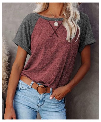 Women's Tops Short Sleeve T Shirts Crewneck Casual Loose Fit Tunic Tops 2 Brick Red $9.87 T-Shirts