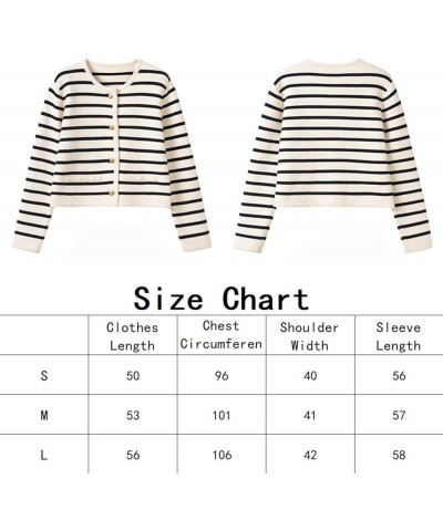 2023 Women's Long Sleeve Striped Sweater Button Cardigan Knitted Open Coat Outwear with Pockets Red $35.20 Sweaters