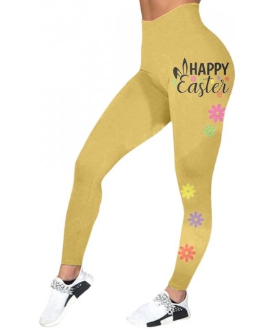 Easter Day Leggings for Women Happy Easter Leggings Spring Cute Rabbits Plus Size Leggings Tights Bunny Yoga Pants Z2-gold $8...