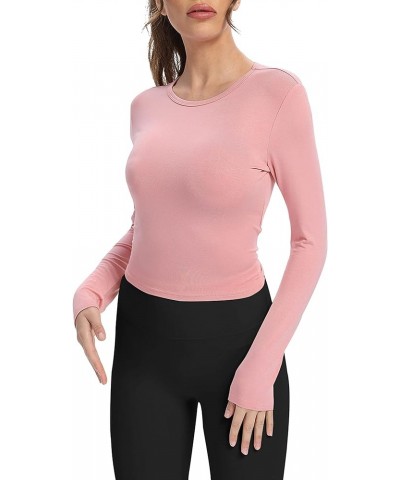 Womens Athletic Long Sleeve Yoga Workout Tops Open Back Exercise Gym Shirts for Women Pink $11.74 Activewear