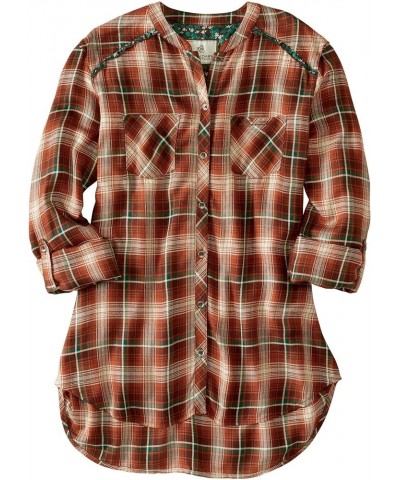 Women's Breezy Tunic Barn Rust Plaid $14.67 Tops