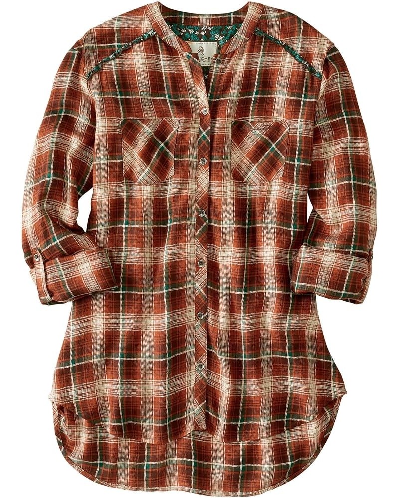 Women's Breezy Tunic Barn Rust Plaid $14.67 Tops