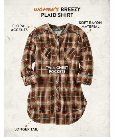 Women's Breezy Tunic Barn Rust Plaid $14.67 Tops