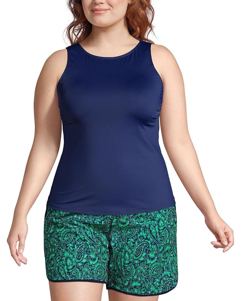 Women's Modest High Neck Tankini Top Swimsuit Deep Sea Navy $16.56 Swimsuits