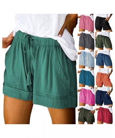 Shorts for Women Trendy Casual Drawstring Shorts Summer Comfy Elastic Waist Shorts Solid Flowy Beach Pants 2024 03 Hot Pink $...