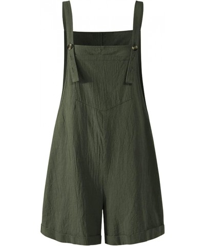 Women's Cotton Linen Overall Shorts Summer Bib Rompers Jumpsuits with Pockets Armygreen $10.79 Overalls