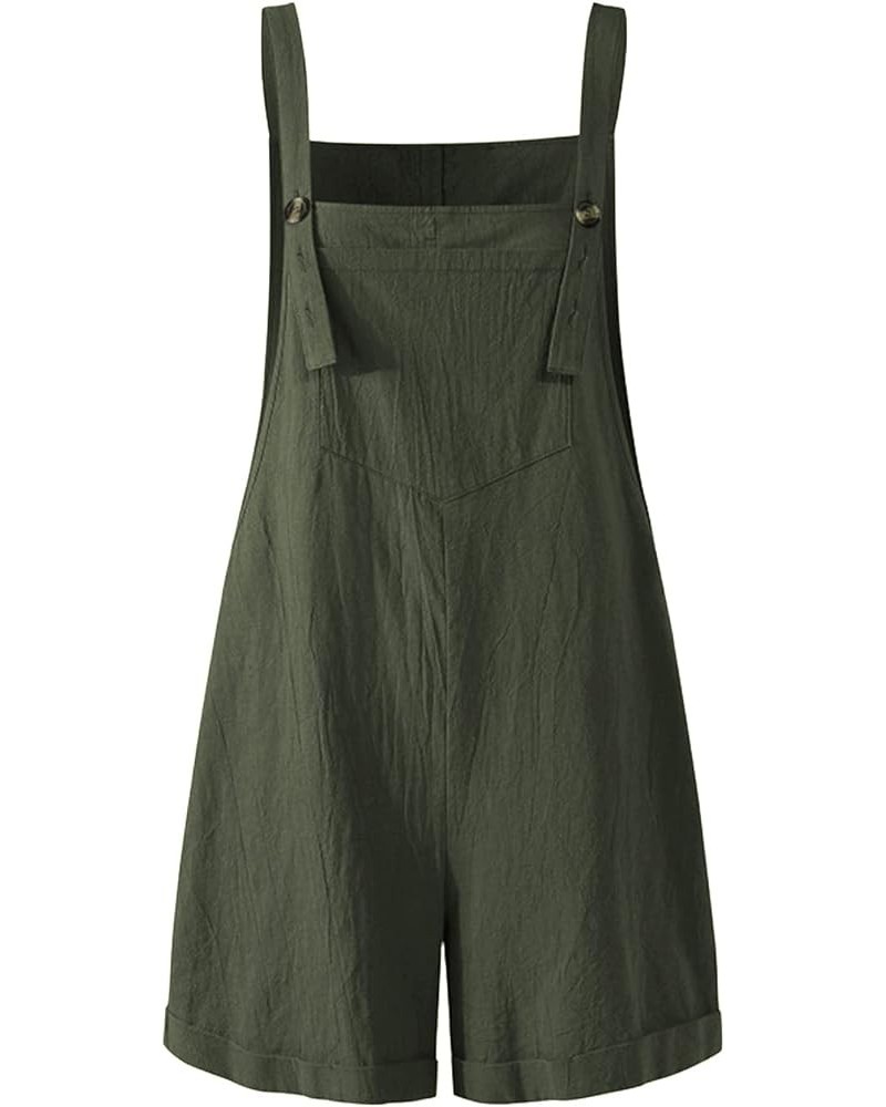 Women's Cotton Linen Overall Shorts Summer Bib Rompers Jumpsuits with Pockets Armygreen $10.79 Overalls