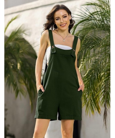 Women's Cotton Linen Overall Shorts Summer Bib Rompers Jumpsuits with Pockets Armygreen $10.79 Overalls