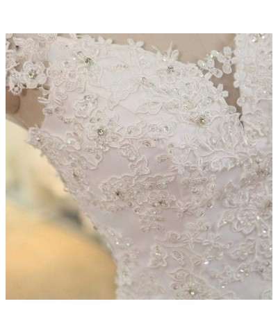 Women's Lace Mermaid Beach Wedding Dresses for Bride 2024 with Sleeves Bridal Gowns Long Style5 White $41.80 Dresses