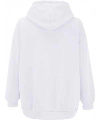 Women's Full Zip Up Hoodie Teen Girls Y2K Oversized Sweatshirts Long Sleeve Fall Casual Drawstring Jacket with Pockets White ...