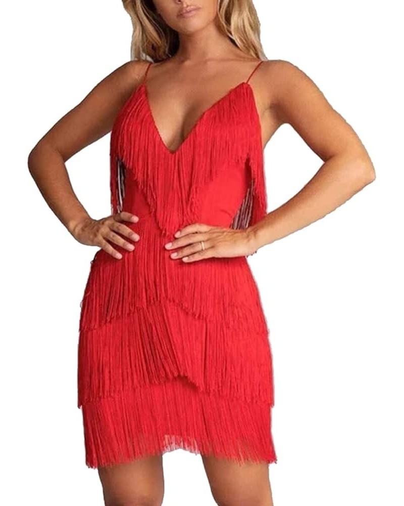 2 Piece Women Sexy Tassels Bodycon Crop Top Mini Dress Outfits Clubwear Skirt Set Red $11.65 Dresses