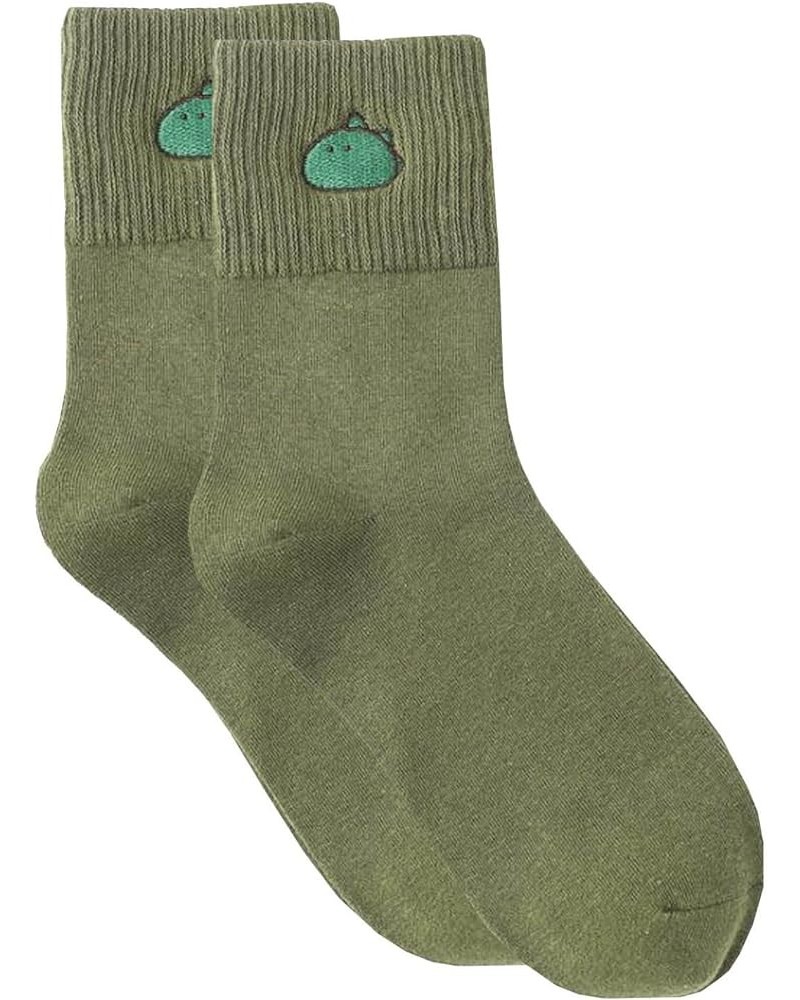 Compression Socks for Women, Ladies Knit Mid-length Tube Socks, Cute Funny Little Dinosaur Crew Ankle Socks Green $4.12 Socks