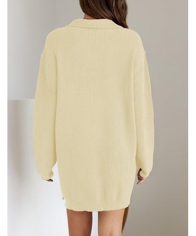 Women's Casual V Neck Sweater Dress Oversized Long Sleeve Zip Up Ribbed Knit Loose Pullover Tunic Dresses Cream $21.60 Sweaters