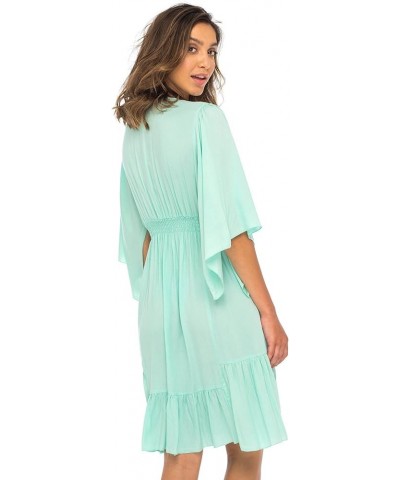 Womens Short Sundress Flowy Boho Beach Dress with Beaded Deep V Neck, Casual Sexy Summer Party Dress Aqua $23.98 Dresses