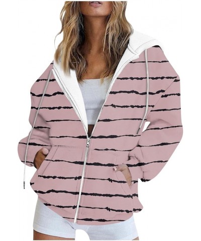 Womens Fashion Zip Up Hoodies Oversized Sweatshirt Long Sleeve With Pocket Dots Printed Cardigan Casual Jacket Coat 3-pink $8...