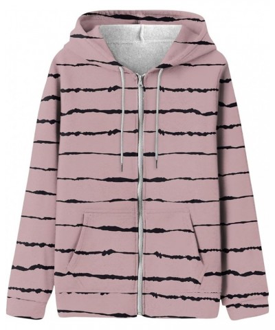 Womens Fashion Zip Up Hoodies Oversized Sweatshirt Long Sleeve With Pocket Dots Printed Cardigan Casual Jacket Coat 3-pink $8...