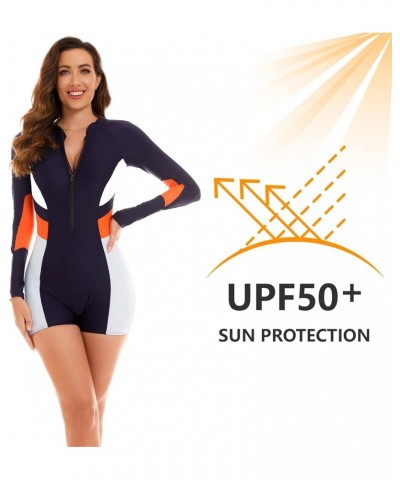 Women's One Piece Long Sleeve Swimsuit Rash Guard Bathing Suit Boyshort Bottom UPF 50+ Surfing Swimwear Navy-921041 $22.61 Sw...