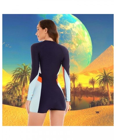 Women's One Piece Long Sleeve Swimsuit Rash Guard Bathing Suit Boyshort Bottom UPF 50+ Surfing Swimwear Navy-921041 $22.61 Sw...