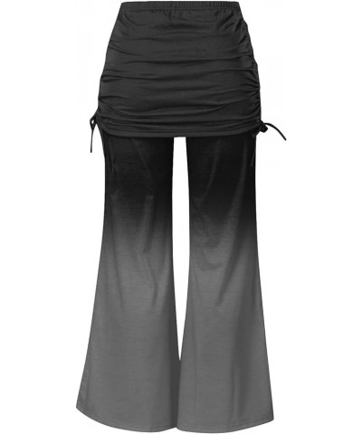 Women's Summer Vintage Print Wide Leg Pants Casual Flared Drawstring Trousers Elastic High Waist Palazzo Pants 6-gray $10.19 ...