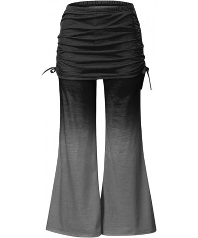 Women's Summer Vintage Print Wide Leg Pants Casual Flared Drawstring Trousers Elastic High Waist Palazzo Pants 6-gray $10.19 ...