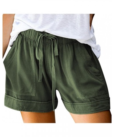 Cotton Shorts for Women Dressy Summer Summer Shorts Stretchy Stylish Breathable Lounge Shorts with Pockets 01-army Green $6.4...