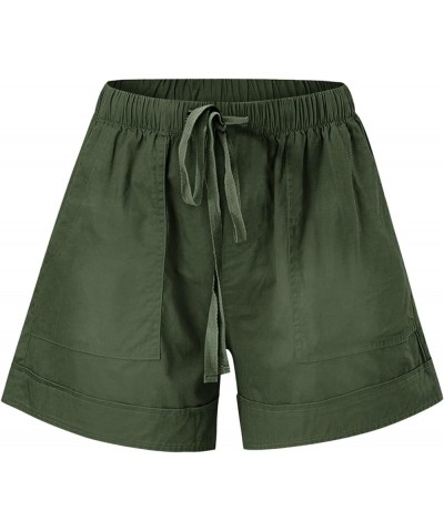 Cotton Shorts for Women Dressy Summer Summer Shorts Stretchy Stylish Breathable Lounge Shorts with Pockets 01-army Green $6.4...