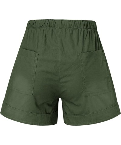 Cotton Shorts for Women Dressy Summer Summer Shorts Stretchy Stylish Breathable Lounge Shorts with Pockets 01-army Green $6.4...