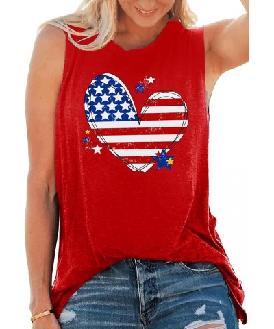 American Flag Tank Tops Women Sunglass Graphic Tees Shirts Casual Sleeveless 4th of July Shirt Tops Heart-red $10.34 Tanks