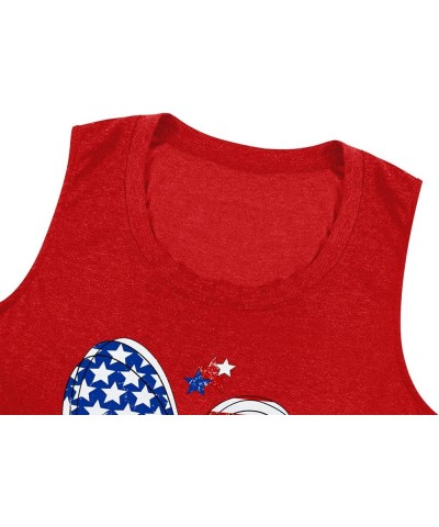 American Flag Tank Tops Women Sunglass Graphic Tees Shirts Casual Sleeveless 4th of July Shirt Tops Heart-red $10.34 Tanks