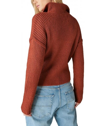 Women's Half Zip Pullover Sweater Terracota Acid Washed $31.61 Sweaters