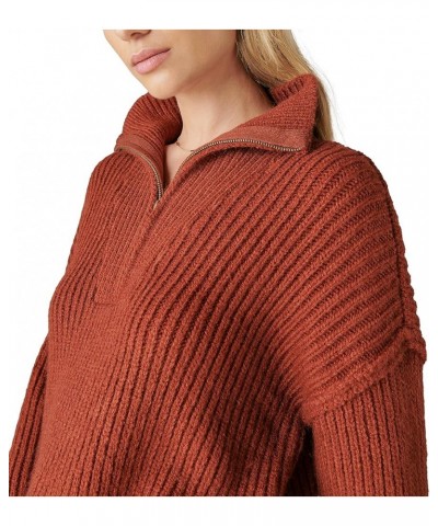 Women's Half Zip Pullover Sweater Terracota Acid Washed $31.61 Sweaters