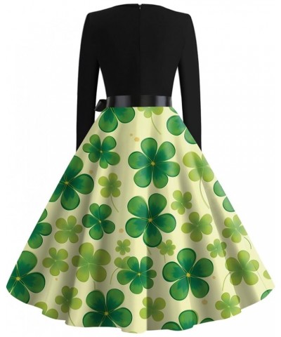 Spring Dresses for Women 2024 Fashion O-Neck Casual Slim St Patricks Day Dresses Green Dress Long Sleeve Formal Dresses 2-mul...