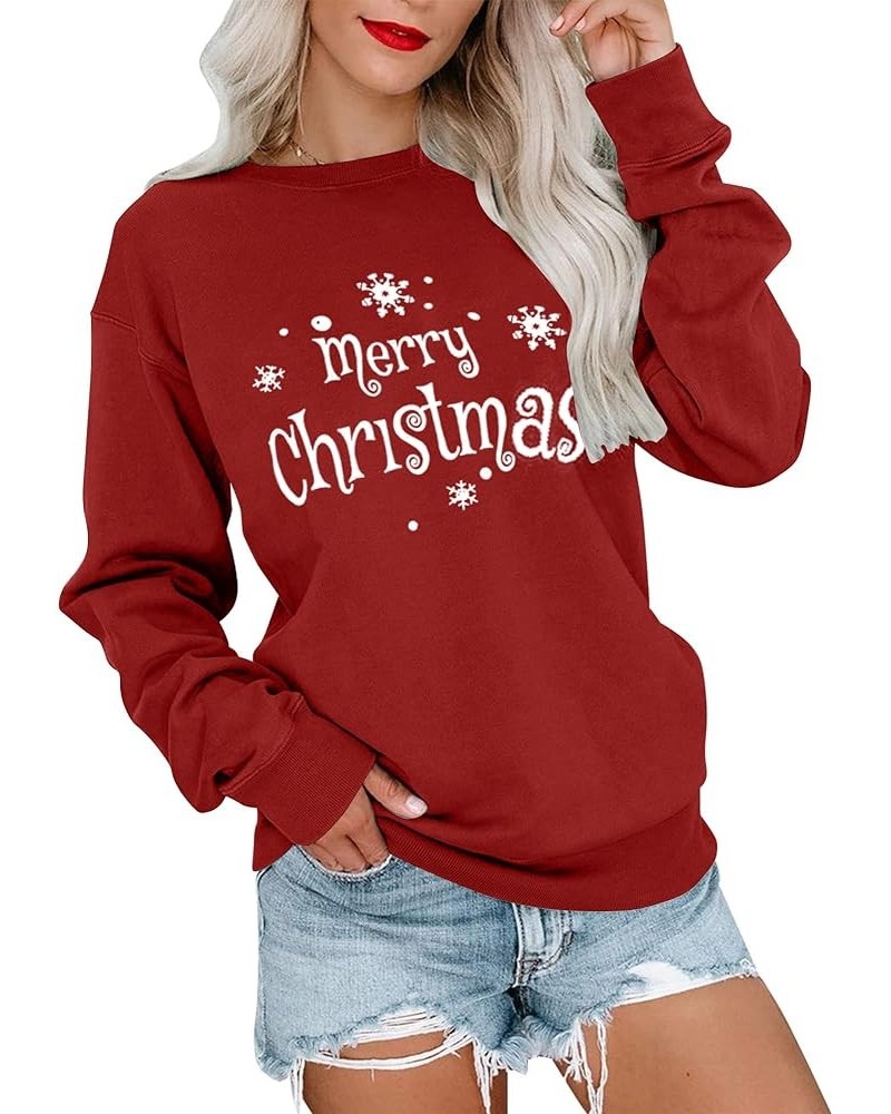 Women Cute Merry Christmas Xmas Hat Graphic Raglan Shirt Long Sleeve Shirts Sweatshirt Tops D-red $10.61 Hoodies & Sweatshirts