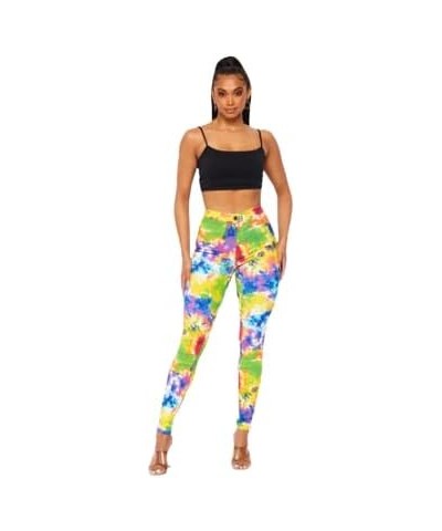 Plus Size Super High Waisted Stretchy Skinny Jeans in Mocha Tie Dye Yellow/ Green $16.72 Jeans