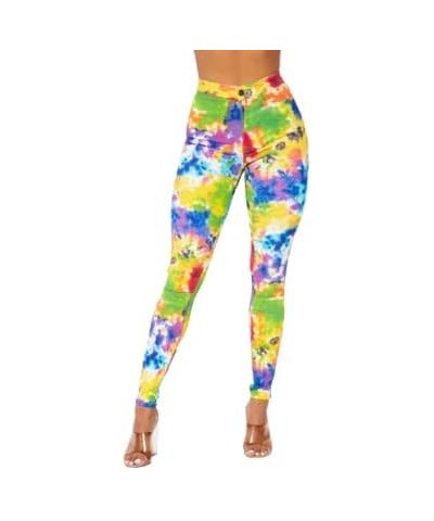 Plus Size Super High Waisted Stretchy Skinny Jeans in Mocha Tie Dye Yellow/ Green $16.72 Jeans