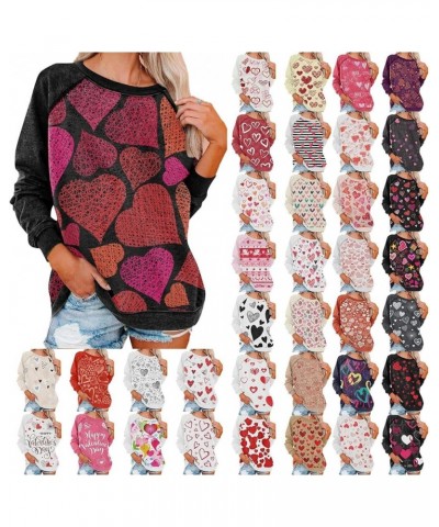 Valentines Shirts For Women,Love Heart Shirt Long Sleeve Oversized Sweatshirt Plus Size Tops Crew Neck Pullover A-red $9.27 H...