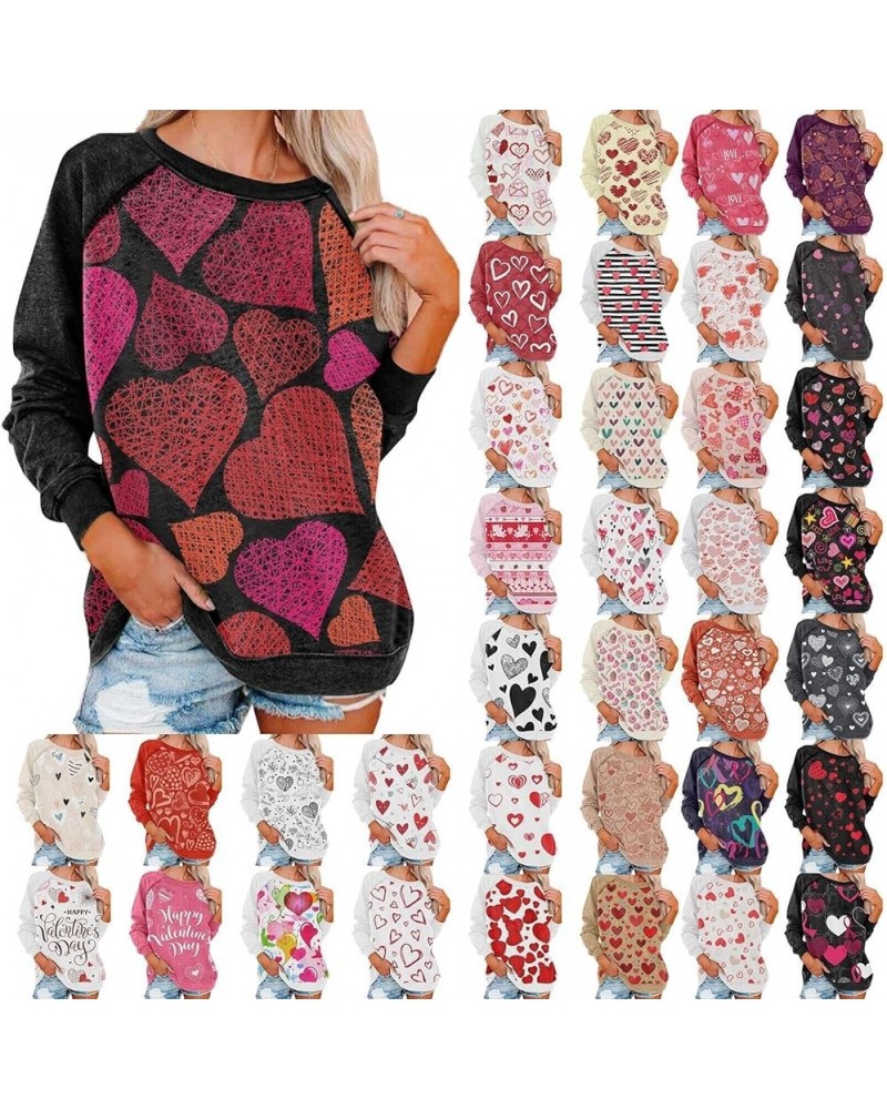 Valentines Shirts For Women,Love Heart Shirt Long Sleeve Oversized Sweatshirt Plus Size Tops Crew Neck Pullover A-red $9.27 H...