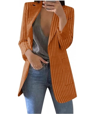 Women's 's Fall Blazers 2023 Casual Fashion Print Lapel Long Sleeve Slim Fit Small Button Jacket Blazers, S-4XL Nn18-orange $...