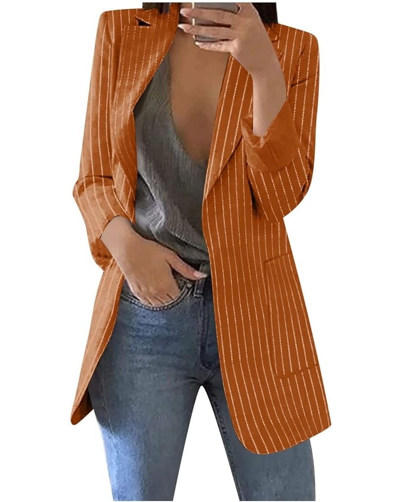 Women's 's Fall Blazers 2023 Casual Fashion Print Lapel Long Sleeve Slim Fit Small Button Jacket Blazers, S-4XL Nn18-orange $...