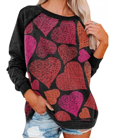 Valentines Shirts For Women,Love Heart Shirt Long Sleeve Oversized Sweatshirt Plus Size Tops Crew Neck Pullover A-red $9.27 H...