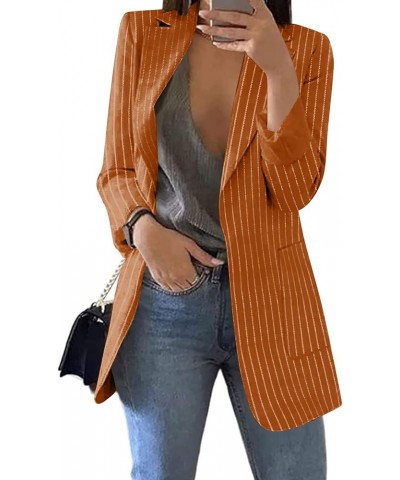 Women's 's Fall Blazers 2023 Casual Fashion Print Lapel Long Sleeve Slim Fit Small Button Jacket Blazers, S-4XL Nn18-orange $...