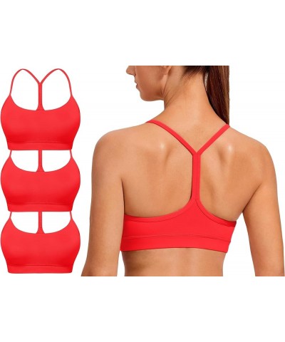 Spaghetti Strap Padded Sports Bras for Women - Y Back Yoga Workout Tops (3 Pack) 3darkred $16.10 Lingerie