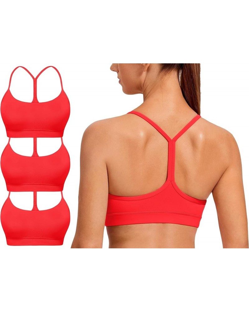 Spaghetti Strap Padded Sports Bras for Women - Y Back Yoga Workout Tops (3 Pack) 3darkred $16.10 Lingerie