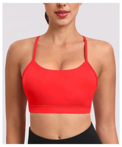 Spaghetti Strap Padded Sports Bras for Women - Y Back Yoga Workout Tops (3 Pack) 3darkred $16.10 Lingerie